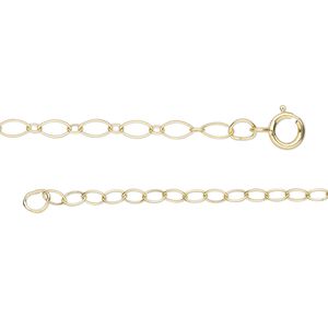 Chain 1pkg1 14Kt gold-filled long & short, 2.5mm oval / springring clasp, 18 inch