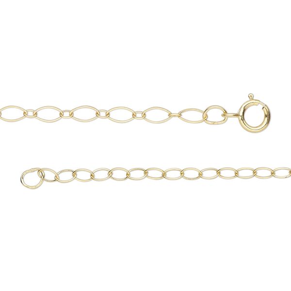 Chain, 14Kt gold-filled, 2.5mm long and short oval, 18 inches with 2-inch extender chain and springring clasp. Sold individually. image number 0