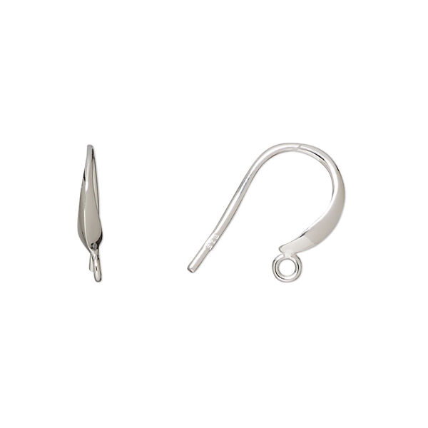 Ear wire, sterling silver, 13.5mm fishhook with closed loop, 17 gauge. Sold per pair. image number 0