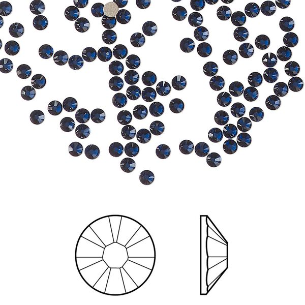 Flat back 1440pk dark sapphire foil back, Swarovski® ReCreated™ 2.1-2.3mm XILION rose round SS7 2058 image number 0