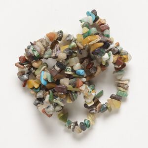 Multi-gemstone / gold lip shell 1pkg1, chip bead 32 inch small to large