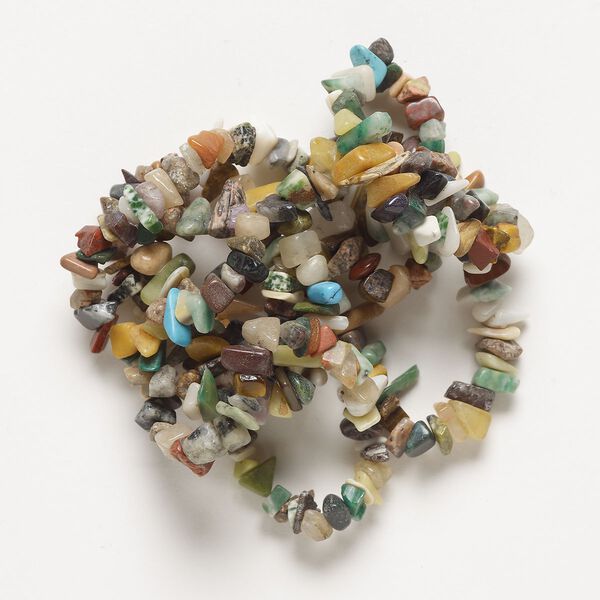 Multi-gemstone / gold lip shell 1pkg1, chip bead 32 inch small to large image number 0