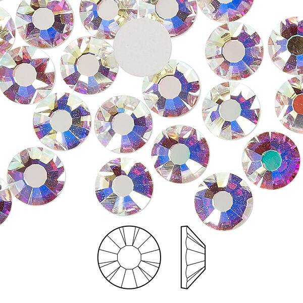 Flat back 144pk crystal AB foil back, Preciosa MAXIMA Czech crystal rhinestone 8.41-8.67mm chaton rose round SS40 image number 0