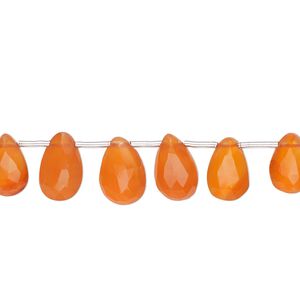 Carnelian 1pkg1, hand-cut top-drilled faceted puffed teardrop bead 4 inch graduated 6x4mm-10x7mm