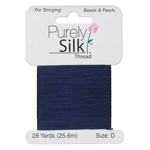 Thread, Purely Silk™, navy blue, size D. Sold per 28-yard card.