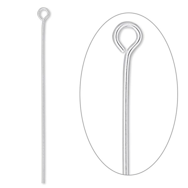 Eye pin, sterling silver-filled, 1-5/8 inches, 22 gauge. Sold per pkg of 100. image number 0