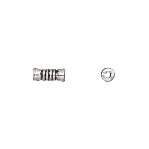 Bead, antique silver-plated "pewter" (zinc-based alloy), 9x4mm tube. Sold per pkg of 50. image number 0