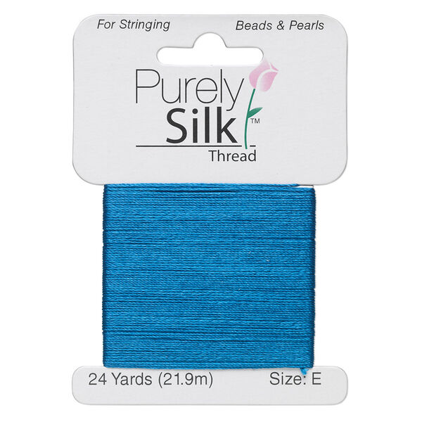 Thread, Purely Silk™, royal blue, size E. Sold per 24-yard card. image number 0