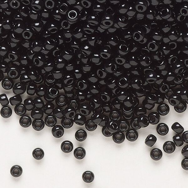 Seed bead, Miyuki, glass, pkg/50g, #8 rocaille, opaque black, (RR-401). image number 0