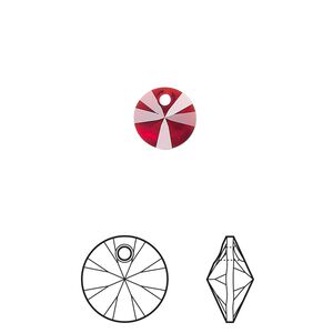 Drop 144pk Siam, Swarovski® 8mm pendant mini disk 6428