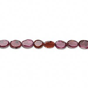 Garnet 1pkg1, hand-cut faceted flat oval bead 14 inch 5x4mm-6x4mm