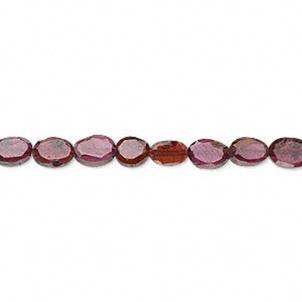 Bead, garnet (dyed), 5x4mm-6x4mm faceted oval, C grade, Mohs hardness 7 to 7-1/2. Sold per 14-inch strand. image number 0