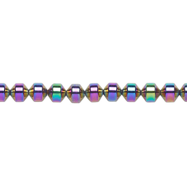 Bead, Hemalyke™ (man-made), rainbow, 4.5x4mm roller. Sold per 15-1/2" to 16" strand. image number 0