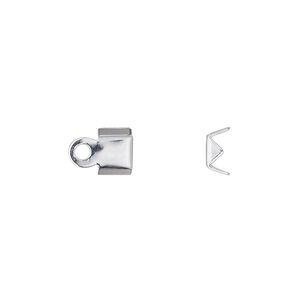 Cord end, fold-over, sterling silver-filled, 6x5mm, 4mm inside diameter. Sold per pkg of 4.