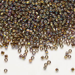 Seed bead, Dyna-Mites™, glass, pkg/40g, #11 round, translucent silver-lined rainbow root beer, (84R:SR 11/0 SR).
