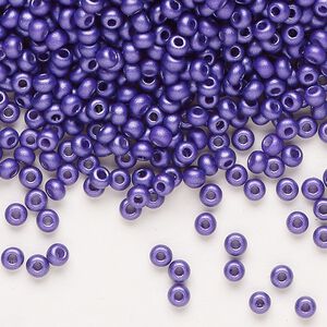 Seed bead, Preciosa Ornela Czech glass, pkg/50g, #8 rocaille, opaque PermaLux dyed lilac chalkwhite, (22015).