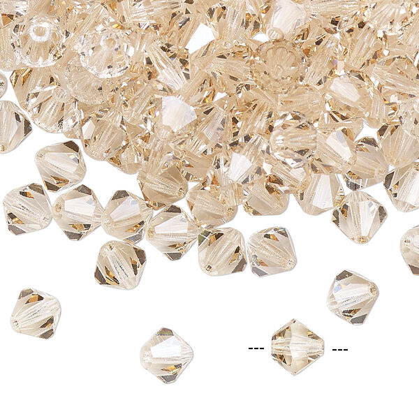 Bead 144pk crystal honey, Preciosa Czech crystal 6mm bicone image number 0