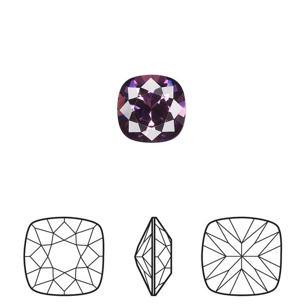 Fancy stone 144pk amethyst foil back, Swarovski® 10mm cushion 4470 image number 0