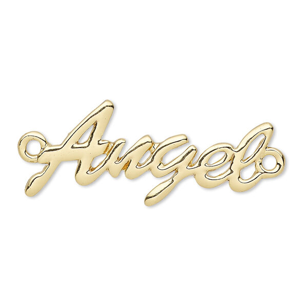 Focal, gold-finished "pewter" (zinc-based alloy), 34x15mm single-sided "Angel." Sold individually. image number 0
