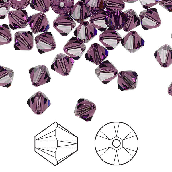 Bead 24pk amethyst, Crystal Passions® 6mm bicone 5328 image number 0