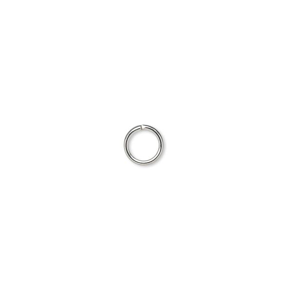 Jump ring, silver-plated brass, 6mm round, 4.4mm inside diameter, 20 gauge. Sold per pkg of 100. image number 0