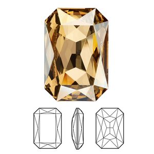 Fancy stone 1pk crystal golden shadow foil back, Crystal Passions® 27x18.5mm emerald cut 4627
