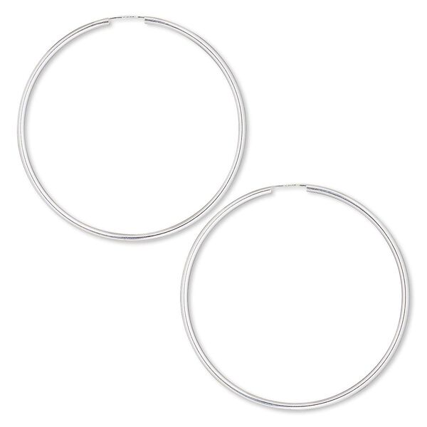 Earring hoop 1pkg2 sterling silver-filled, 65mm / 2mm wide / endless-loop, 1 pair image number 0