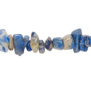 Bead, lapis lazuli (natural), medium chip with 0.6-0.8mm hole, Mohs hardness 5 to 6. Sold per 34-inch strand, approximately 290-320 beads.
