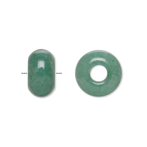 Bead Dione® 1pkg2 green aventurine, 14x8mm rondelle 5 mm hole B grade, natural image number 0