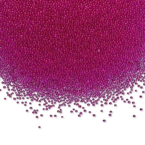 Bead glass 1pk 1mm undrilled micro round, dyed translucent pink 15 gram image number 0