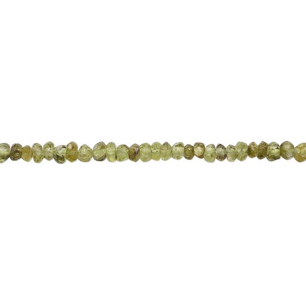 Peridot 1pkg1, hand-cut faceted rondelle bead natural 13 inch 2x1mm-4x3mm image number 0
