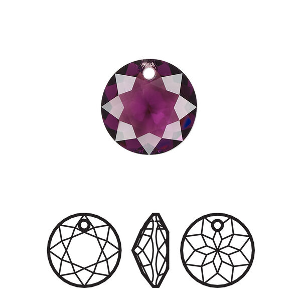 Drop 1pk amethyst, Crystal Passions® 14mm pendant classic cut 6430 image number 0