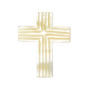 Focal, gold lip shell (natural), 31x26mm hand-cut single-sided cross. Sold individually