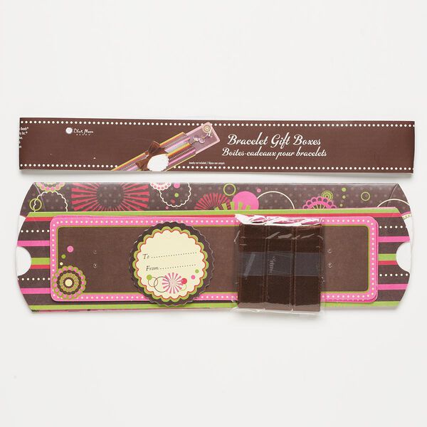 Gift box, bracelet, brown and pink. Sold per set. image number 0