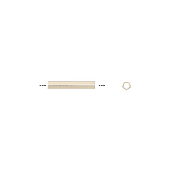 Bead, 14Kt gold-filled, 12x2mm five-sided tube. Sold per pkg of 2. image number 0