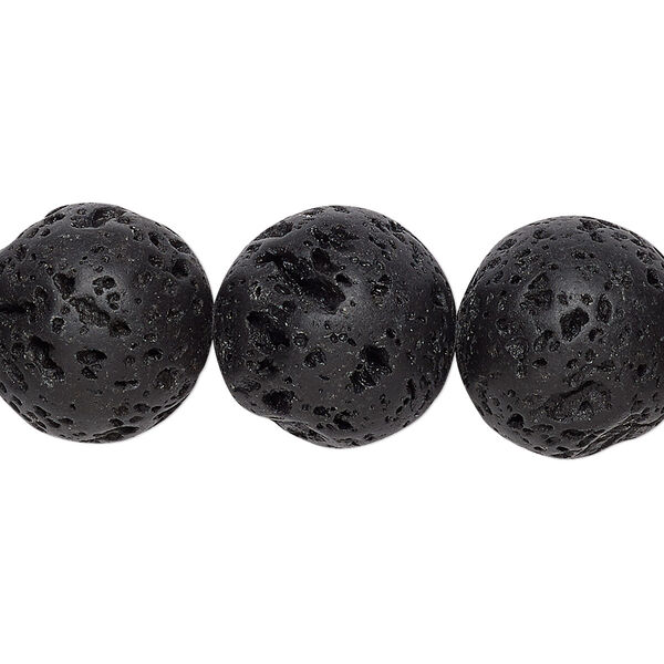Bead, lava rock (waxed), 16mm round, B grade, Mohs hardness 3 to 3-1/2. Sold per 15-1/2" to 16" strand. image number 0