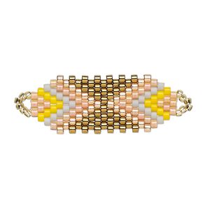 Focal, Creative Touch, glass, copper / yellow / pink, 30x12mm double-sided oval. Sold individually.