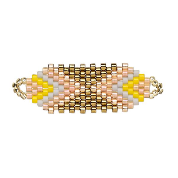 Focal, Creative Touch, glass, copper / yellow / pink, 30x12mm double-sided oval. Sold individually. image number 0