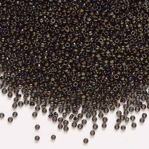 Seed bead, Miyuki, glass, pkg/250g, #15 rocaille, opaque metallic iris brown (RR-458). image number 0