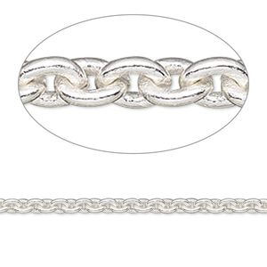 Chain 1pkg1 silver-plated cable, 3mm, brass 50 foot unfinished