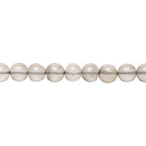 Smoky quartz 1pkg1, hand-cut round bead 14 inch 4-6mm