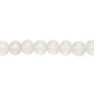 Ecru quartz 1pkg1, hand-cut uneven round bead natural 14 inch 6-8mm