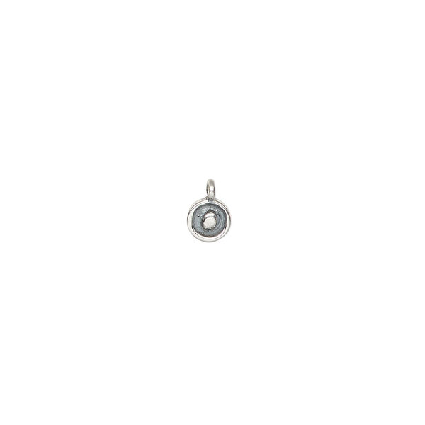 Drop 1pkg1, antiqued sterling silver, 4.75mm single-sided flat round. image number 0