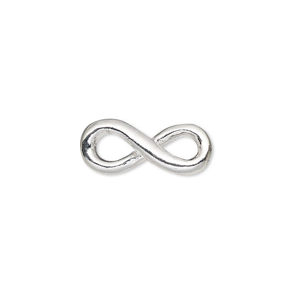 Link, silver-plated pewter (tin-based alloy), 19.5x8mm infinity. Sold per pkg of 2. image number 0