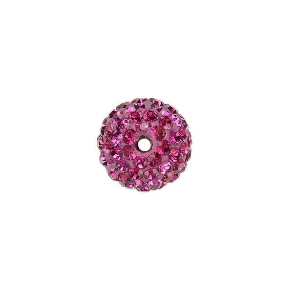 Bead, glass rhinestone / epoxy / resin, fuchsia, 14mm round. Sold individually. image number 1