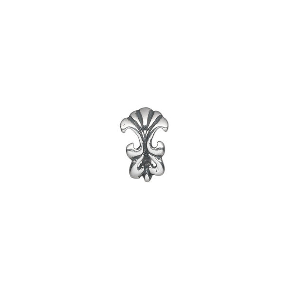 Bail, ice-pick, antiqued sterling silver, 11x7.5mm single-sided fleur-de-lis, 8mm grip length. Sold individually. image number 0