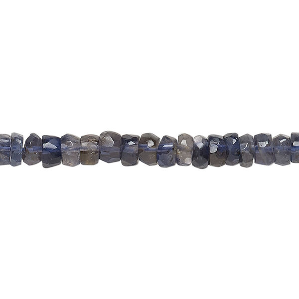 Bead, iolite (dyed), 5x2mm-6x3mm hand-cut faceted rondelle, B grade, Mohs hardness 7 to 7-1/2. Sold per 15-1/2" to 16" strand. image number 0