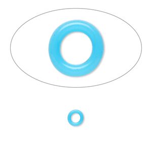 Component, Oh! Ring™, silicone, neon blue, 5mm round with 2.5mm hole. Sold per pkg of 500.
