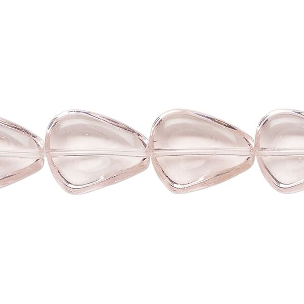 Bead, glass, transparent pink, 15x12mm concave teardrop. Sold per 11-inch strand, approximately 20 beads. image number 0