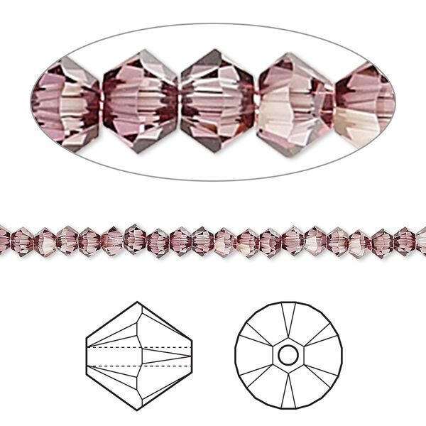 Bead 144pk crystal antique pink, Crystal Passions® 3mm bicone 5328 image number 0